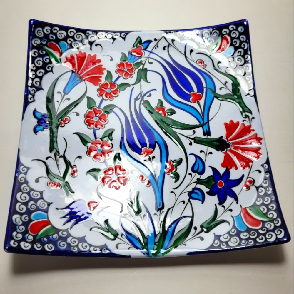Altin Cini Turkish Hand Painted Traditional Kutahya Folk Art Hanging Plate RARE